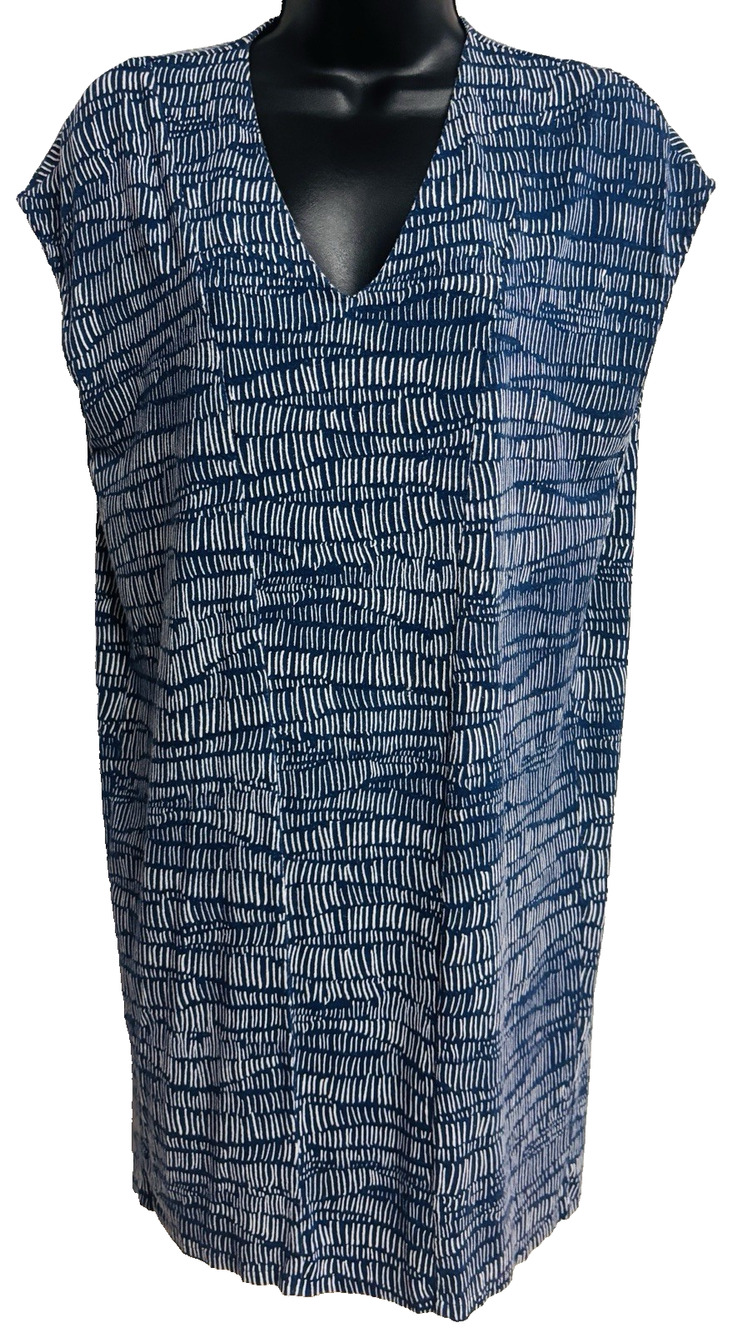 A-line Hawaii Womens Size XS Blue Shift Dress Cap Sleeve V-Neck Stretch VGUC